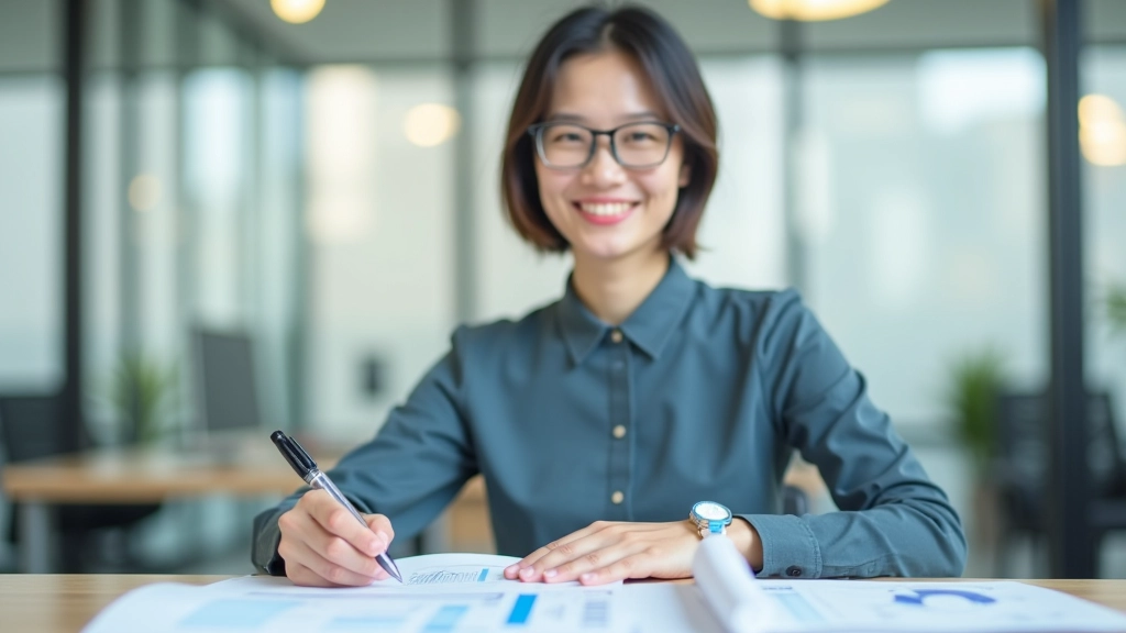 Person at desk reviewing progress chart and planning next steps